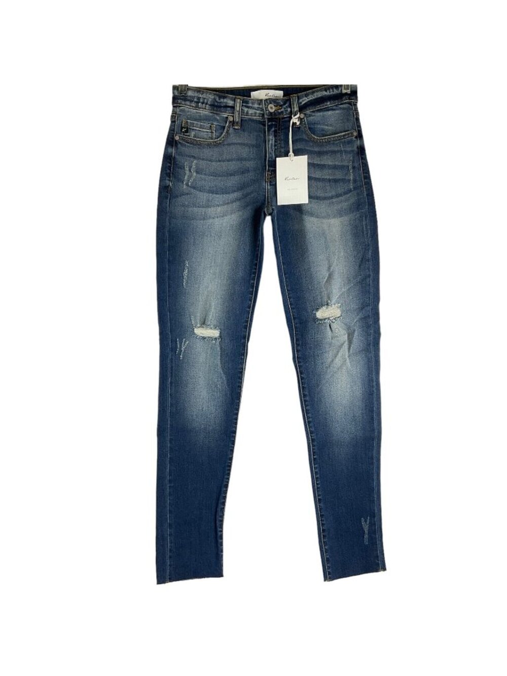 KanCan Jeans Women's Sz 28 Blue Stella Mid Rise Ankle Distressed Stretch $78